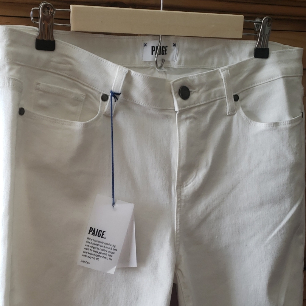 💜NWT Paige Verdugo Crop Jeans in White - Picture 4 of 6